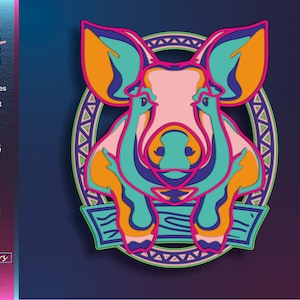 Pig Layered SVG, Farm Animal DXF, Multilayer Laser Cut File, Piggy Art, Paper Cutouts, 3D Cricut Project, CNC Router Templates, Digital File
