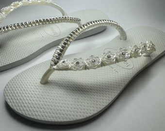 Decorated Havaianas, Designed Sandal, Customized Flip Flops, Brazilian Sandal, Luxury Flip Flops, Jeweled Shoe's, Rhinestone, Crystal, Gift