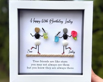 Personalised Pebble Picture Art for Women, Milestone Birthday Gift for Her, Funny Present for 18th 21st 30th 40th 50th 60th 70th