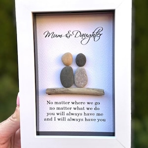 Mum and Daughter, Gift for Mum Framed Pebble Art Picture, Birthday Present