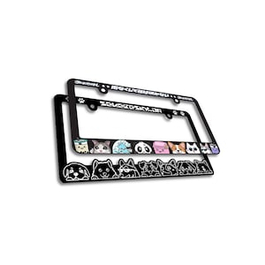 Custom LPF Kawaii Plate Frames (PAIR) Corgi Panda Boba Cat Meme