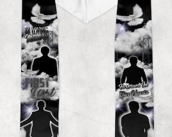 Black and Gray Memorial Stole Canva Template, DIY Funeral Stole, Editable Celebration Life Design, DIY Memorial Rest Stole, Digital Download