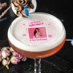 Happy Birthday with picture Edible Drink Toppers