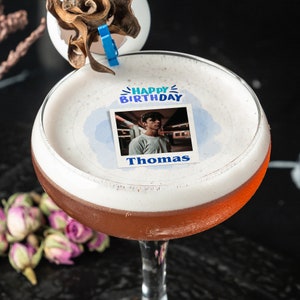 Happy Birthday with picture Edible Drink Toppers