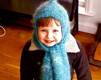 Linus Hat Scarf Pattern PDF Knit Knitted Elf Hooded Harf Scood