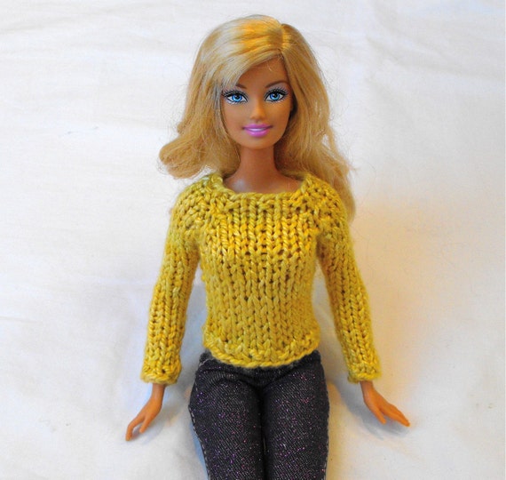 Barbie Simple Raglan Sweater Knitting Pattern Pdf Knit Dk Sport Pullover Or Open Back Or Cardigan