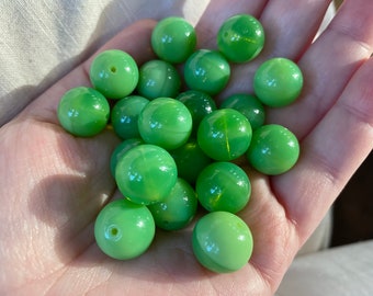 20 Huge 14mm Perfect Handmade Translucent Peridot Green Opal Czech Glass Beads