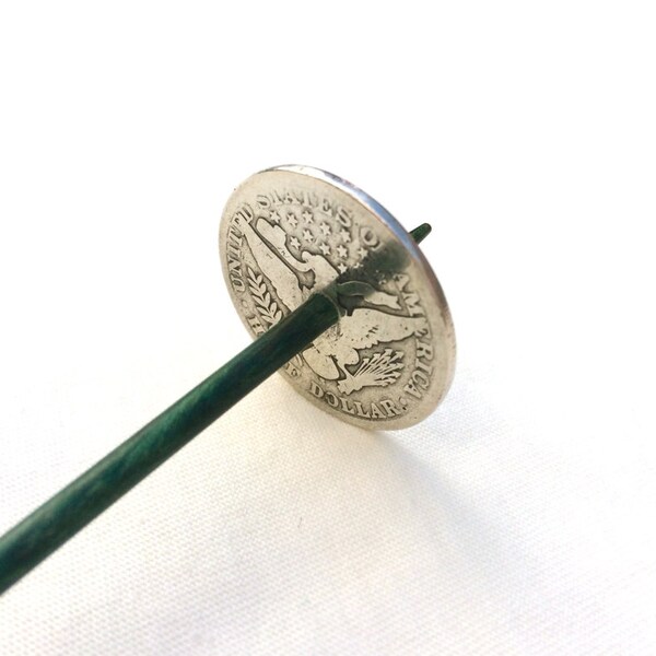 Silver Coin Tahkli Support Spindle Barber Lady Half Supported Spinning of Handspun Lace Yarn or Thread - like Russian or Tibetan or Takhli