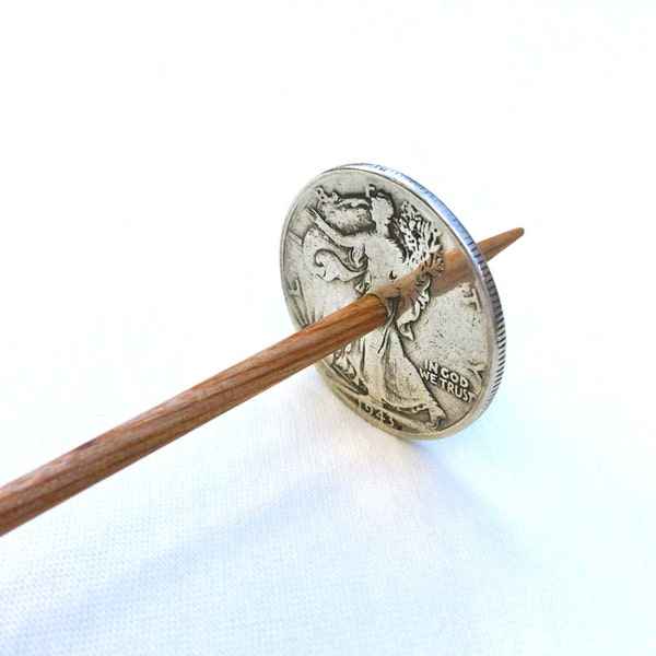 Silver Coin Tahkli Support Spindle Walking Lady Supported Spinning of Handspun Lace Yarn or Thread - like Russian or Tibetan or Takhli