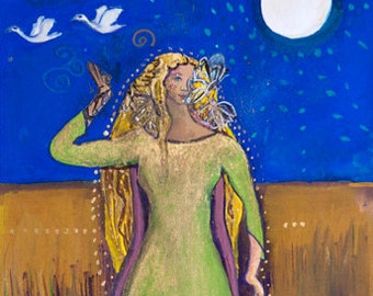 Love Goddess Etain, Celtic Goddess - Mythological Goddess Art Print of Pagan Art