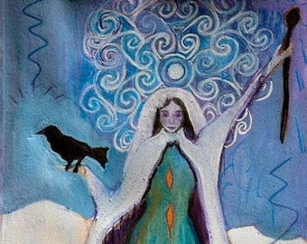 Winter Goddess, The Cailleach, Celtic Goddess - Mythological Goddess Art Print of Pagan Art