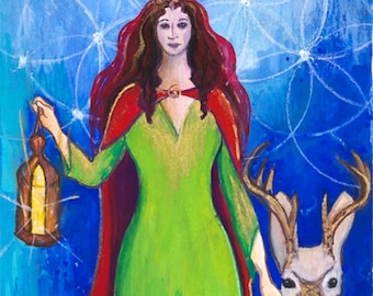 Celtic Goddess, Elen of the Ways - Mythological Goddess Art Print of Pagan Art