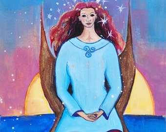 Sea Goddess Mor, Celtic Goddess of Sun and Sea - Mythological Goddess Art Print of Pagan Art