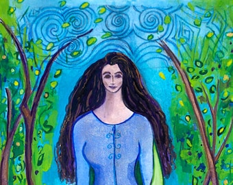 Goddess of Inspiration, Boann, Celtic Goddess - Mythological Goddess Art Print of Pagan Art