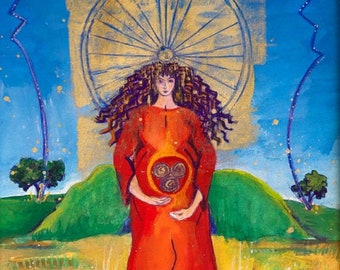 Sun Goddess Tlachtga, Celtic Goddess - Mythological Goddess Art Print of Pagan Art