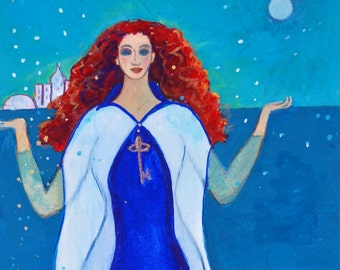 Love Goddess Dahut, Celtic Goddess - Mythological Goddess Art Print of Pagan Art