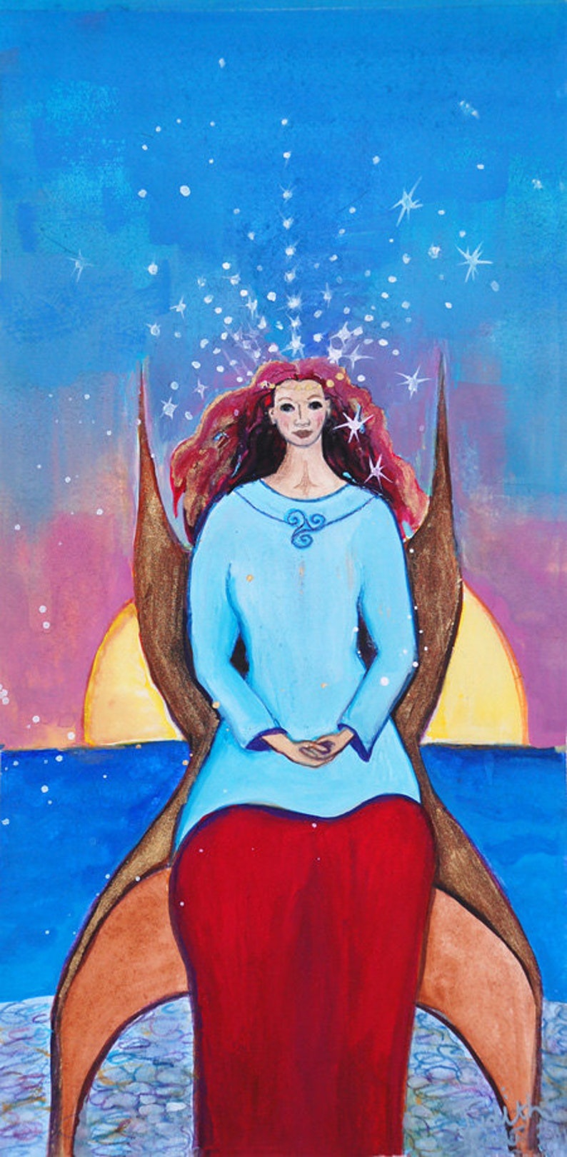 Sea Goddess Mor, Celtic Goddess of Sun and Sea Mythological Goddess Art Print of Pagan Art image 1