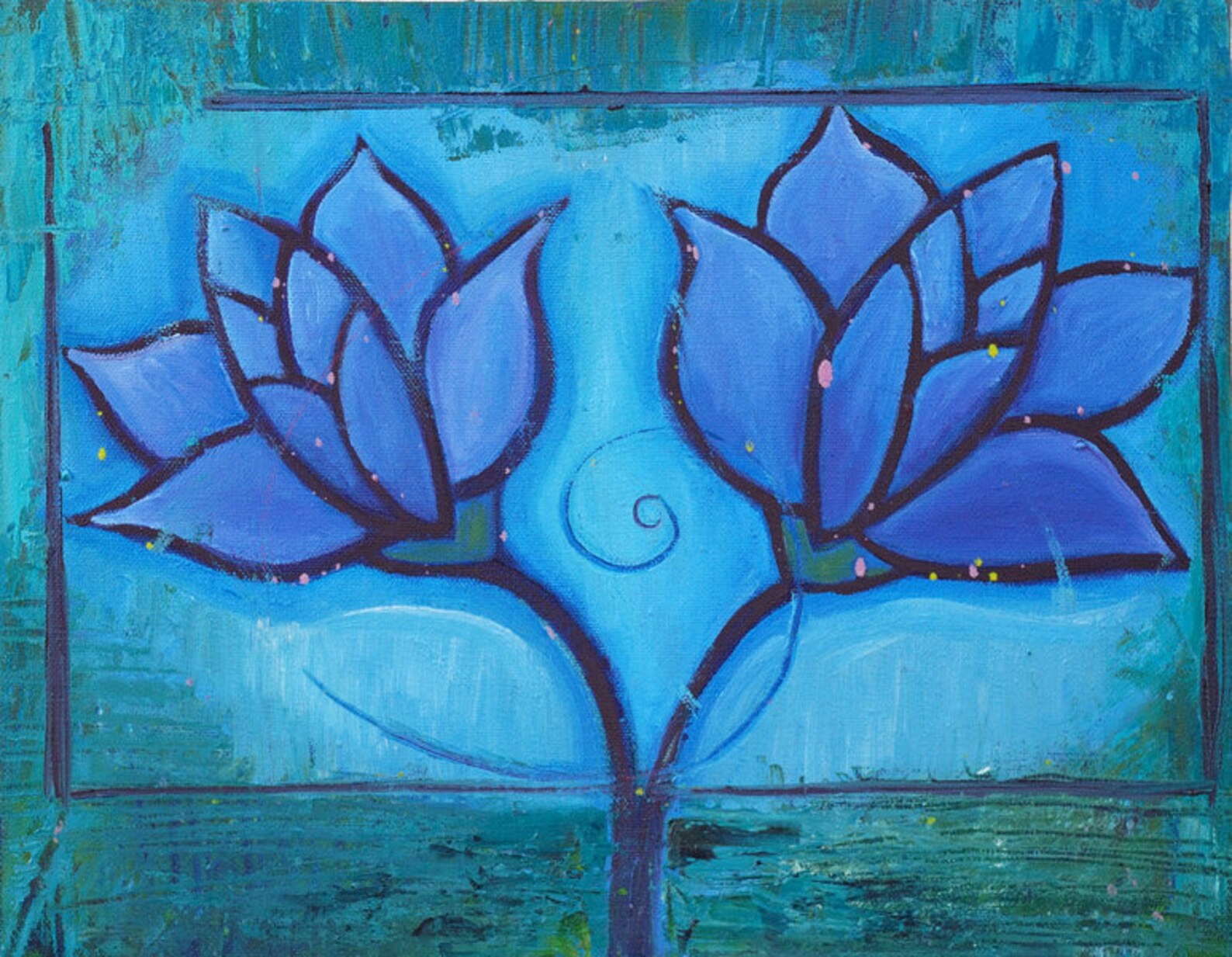 Blue Lotus Flower Art Etsy
