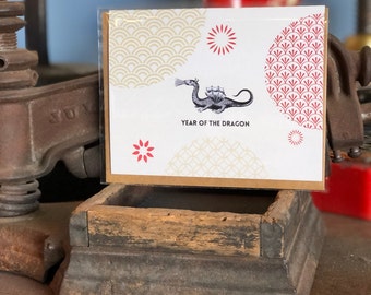 Year of the Dragon Card, Lunar New Year Card, Chinese New Year Card, folded blank card
