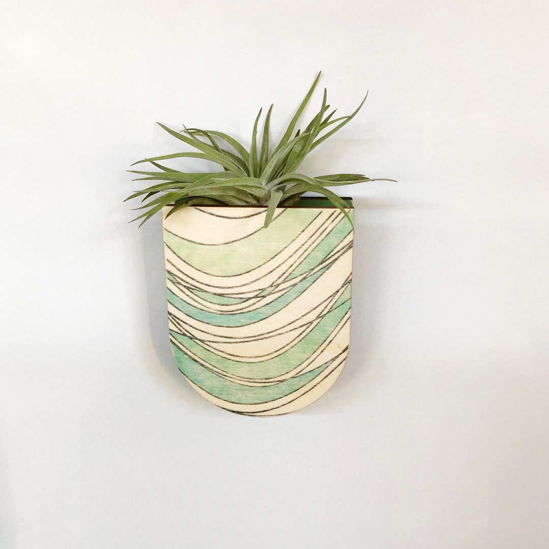 Modern Wall Vase Decor Planter, Hanging Vase for Wall, Indoor Wood