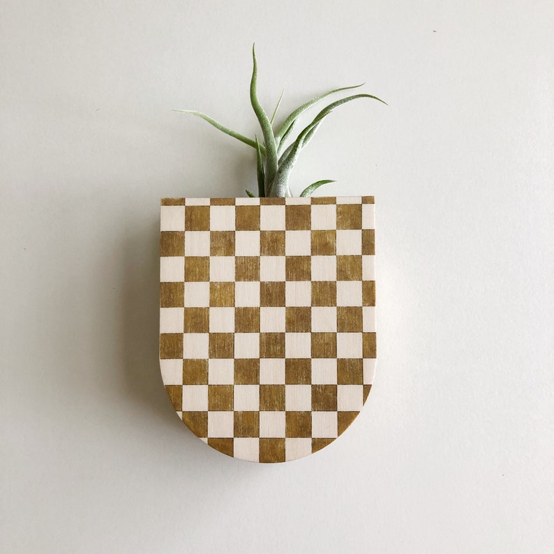 Modern Wall Vase Decor Planter, Hanging Vase for Wall, Indoor Wood Planter, Wall Sconce, Wood Plant Holder, Handmade, Green image 2