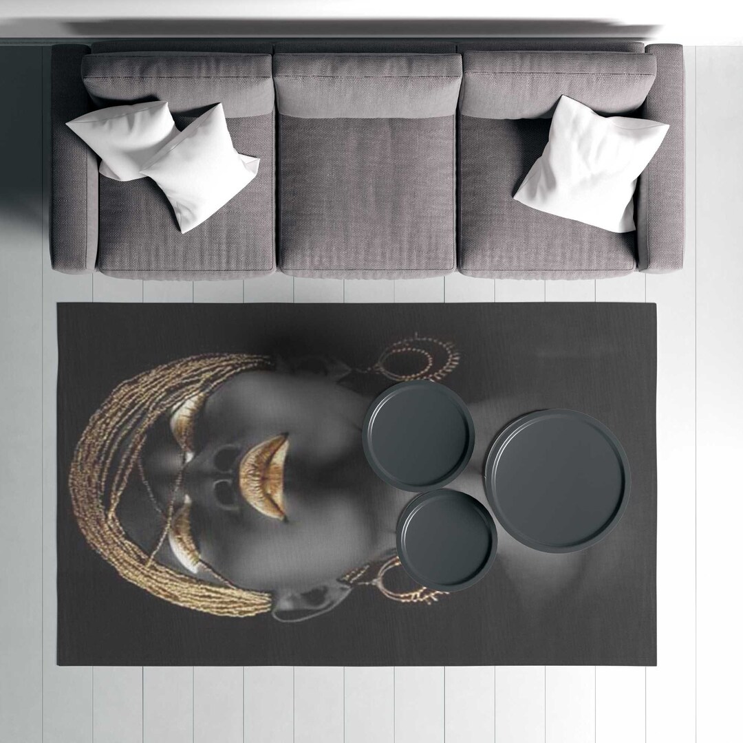 Black Woman Rug, African Woman Area Carpet, Black Girl Washable Rug ...