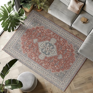 Brown Red Vintage Rug 8x10 Persian Rug 8x10 Gift Heriz Red Rug 8x10 Gift Oriental Area Rug