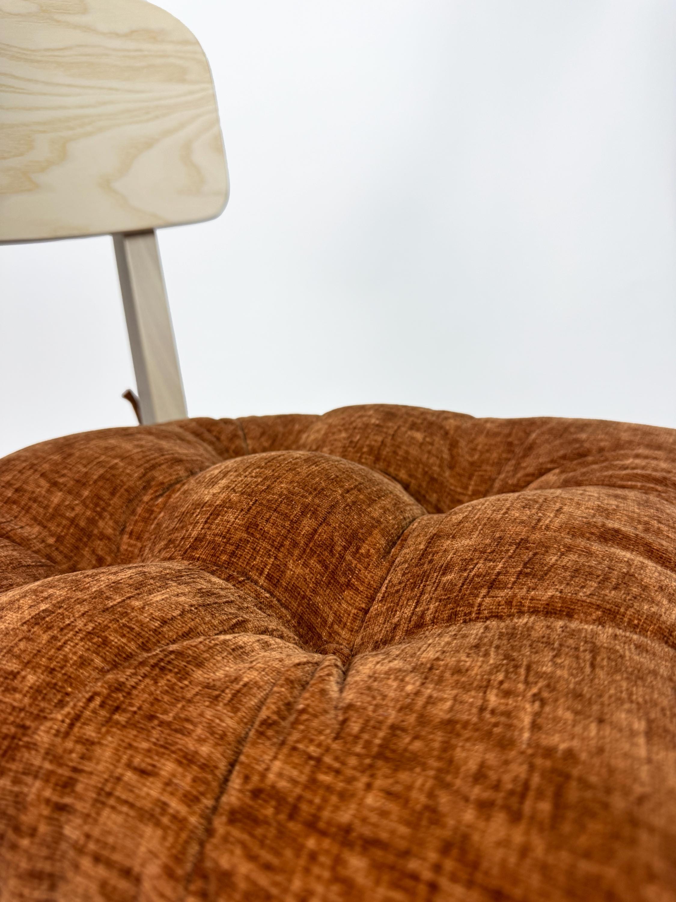 Rust Color Chenille Chair Cushion: Plush Tie-on Seat Pad, Made in ...