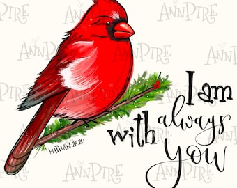 Aquarell Kardinal PNG, Weihnachtsvogel Sublimationsdesign (digitaler Download)