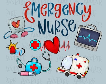 Emergency Nurse PNG, Hand Drawn ER Design (Digital Download)