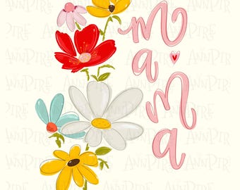 Floral Mama PNG, Mamaw, Mothers Day Design, Sublimation PNG for Shirt, DTF (Digital Download)