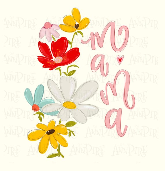 Floral Mama PNG, Mamaw, Mothers Day Design, Sublimation PNG for Shirt, DTF (Digital Download)