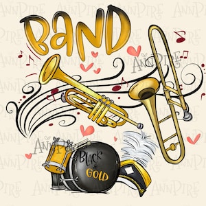 School Band Sublimation Design PNG, Marching Band, Band Mom, Hand Drawn Digital Downloud