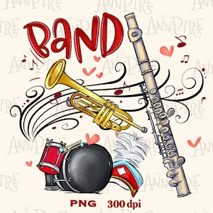 School Band Sublimation Design PNG, Marching Band, Band Mom, Hand Drawn Digital Downloud
