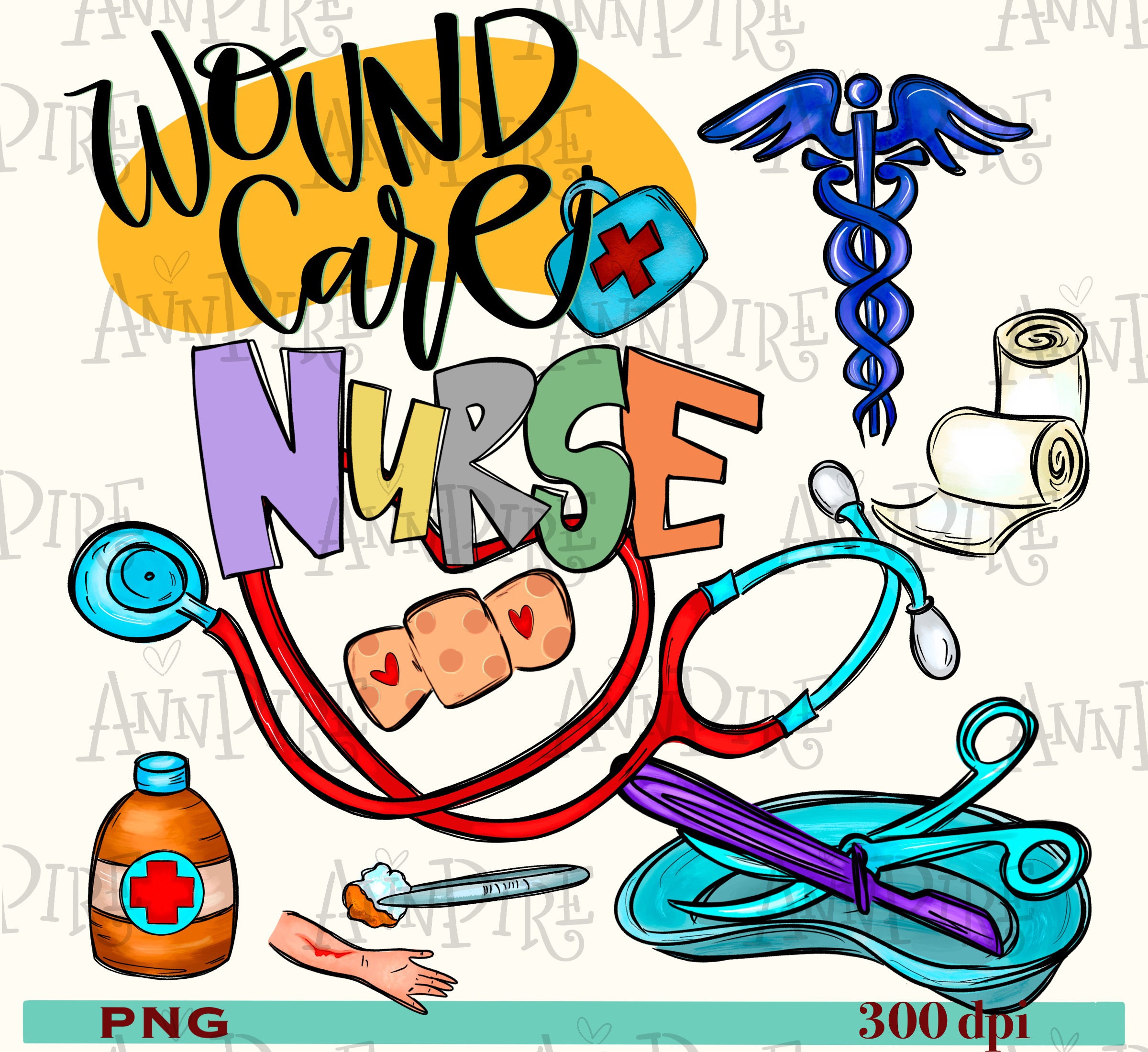 Wound Care Nurse Sublimation Design PNG, CNA, LPN, Wound Care