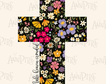 Floral Cross PNG, Boho Christian Design (Digital Download)