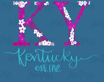 Kentucky Pink Floral Design, KY Spring Summer Flowers (Digital Download)