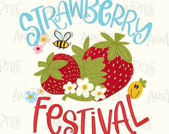 Diseño de sublimación para el Festival de la Fresa, PNG dibujado a mano (descarga digital)