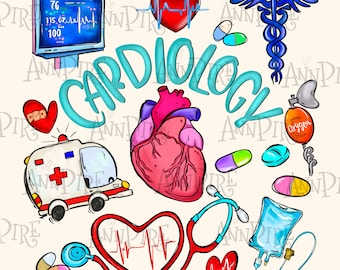 Kardiologie Sublimationsdesign PNG, Anatomie Herz, Hand gezeichneter digitaler Download, Geschenk für Herz Krankenschwester