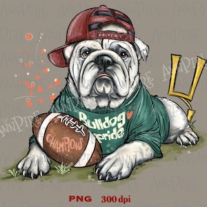 Bulldogs Game Day Sublimation Design PNG, Bulldog mascot, Preppy School Spirit, hand drawn Digital Download