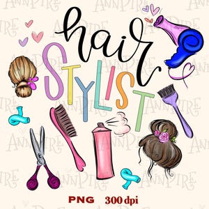 Hair Stylist Sublimation Design, BEAUTICIAN, hairdresser, beauty salon, Digital Download Hand Drawn, Women’s, Kids Shirt PNG