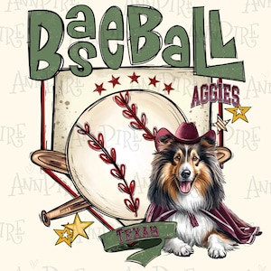 College Station TX Baseball Game Day for sublimation or DTF, Aggies, Mascot baseball, Maroon, hand drawn PNG Digital file Download