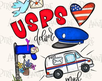 Postal Worker Sublimation Design PNG, Mail Carrier Art (Digital Download)