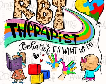 ABA therapist Sublimation Design PNG, RBT,  Applied behavior analysis, Autism Therapy, hand Drawn, Digital Download