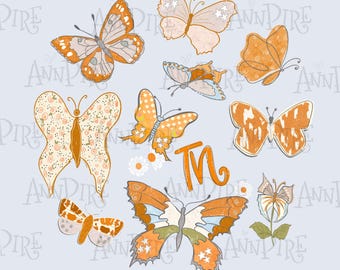 Tennessee Butterflies Sublimation Design PNG, Tennessee Girl, Distressed Vintage Tennessee,Go Vols, TN,Rocky Top,hand drawn Digital Download