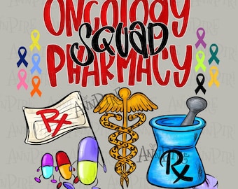 Apotheken Squad Sublimationsdesign PNG, Onkologie Apothekentechniker, Apotheker, Hand gezeichnet, digitaler Download