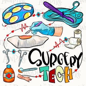 Surgical Tech Sublimation Design PNG, Surgical nurse, Surgical Technologist, Operating Room Nurse, Surgery, Hand Drawn Digital Download