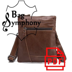 May include: A brown leather crossbody bag with a zippered pocket and a long adjustable strap. The bag has the text "Bag Symphony" on the front.