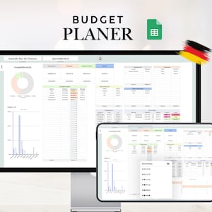 Pianificatore di budget digitale – Modello di Fogli Google con panoramica annuale, obiettivi di risparmio e panoramica delle fatture