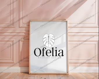 frame mockup, vertical poster frame mockup, A2 frame on vintage pink wall, princess villa, classic wall canva.Pink boiserie.